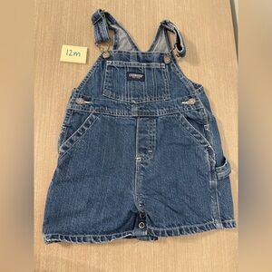 Vintage Oshkosh Shortalls Blue Jean Denim Size 12mo
